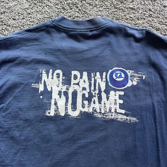 Vintage 90s Tampa Bay Lightning T Shirt No Pain No Game Single Stitch Size Large - Picture 3 of 8